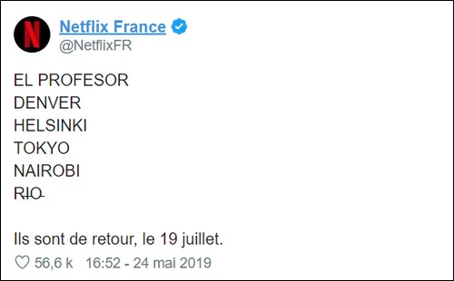 Tweet de Netflix